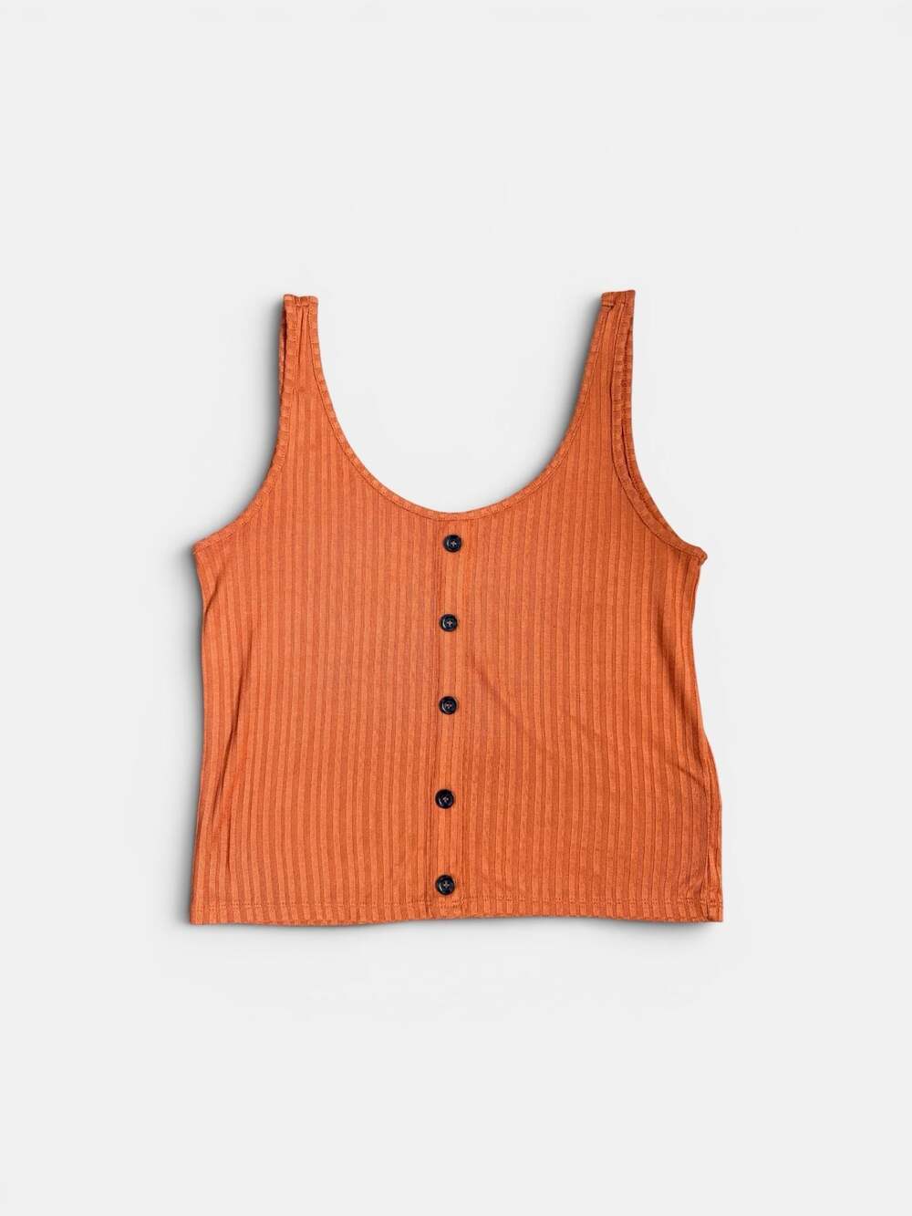 H&M Ribbed Button Front Tank Top Rust Orange Size M